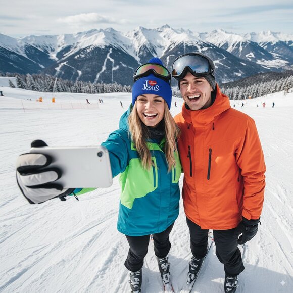 I Love Jesus Winter Hat Embroidered Skull Beanie Cap – Warm Lined, Blue, NWT - Picture 2 of 2